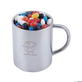 Colour Mini Jelly Beans in Stainless Steel Barrel Mug