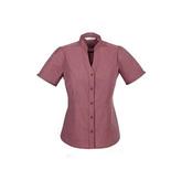 Chevron Stand Collar  Ladies Short Sleeve Shirt