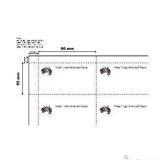 White Inserts 90mm x 55mm Printed with Full Colour Logos - 50 sheets per pack