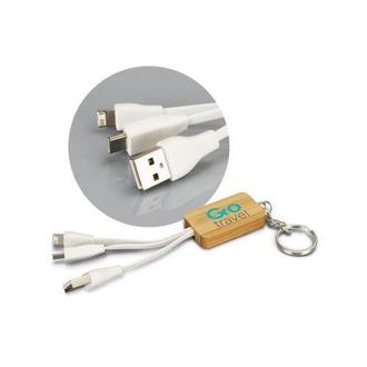 Bamboo Charging Cable Key Ring - Rectangle