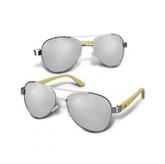 Aviator Mirror Lens Sunglasses - Bamboo