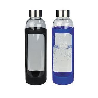 Sleeve Glass Drink Bottle with Stainless Steel Lid