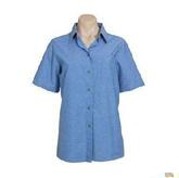 Ladies Short Sleeve Wrinkle Free Chambray Shirt