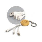 Bamboo Charging Cable Key Ring - Round