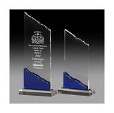 Blue and Clear Jagged Acrylic Award on Base - Large