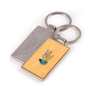 Rectangle Bamboo Zinc Keytag