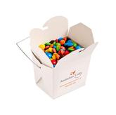 White Cardboard Noodle Box Filled with M&Ms 100G