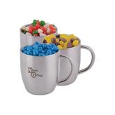 Corporate Colour Jelly Beans in Stainless Steel Curved Mug