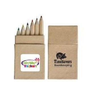 Mini Coloured Pencils In Recycled Cardboard Box
