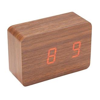 LED Display Clock - Wood