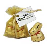 Organza Bag with Gold Lindt Bunny x2