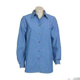 Ladies Long Sleeve Wrinkle Free Chambray Shirt